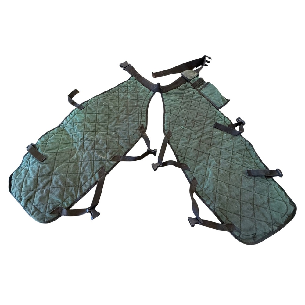 Vintage US Forest Service Spec Green Quilted Chainsaw Chaps Leg Protection F1897